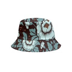 Vintage Floral Pattern Blue Damask Pattern Blue Vintage Bucket Hat (kids) by Semog4