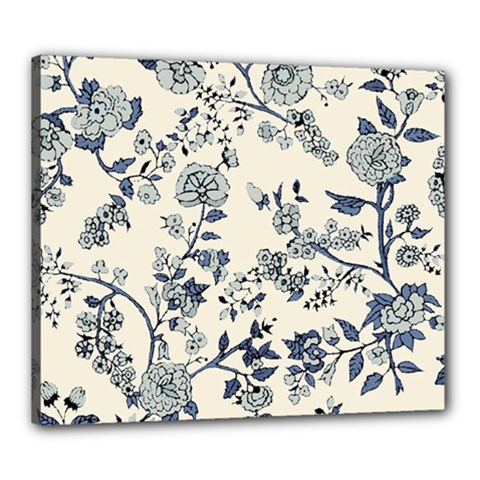 Vintage Background Blue Roses Rose Pattern Retro Canvas 24  X 20  (stretched) by Semog4