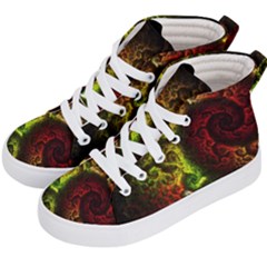 Green And Red Lights Wallpaper Fractal Digital Art Artwork Kids  Hi-top Skate Sneakers by Semog4