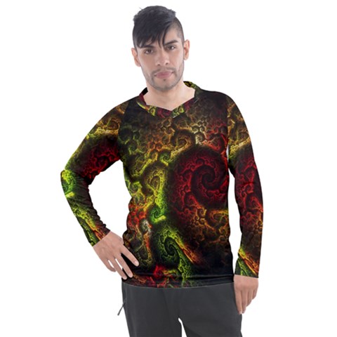 Green And Red Lights Wallpaper Fractal Digital Art Artwork Men s Pique Long Sleeve Tee by Semog4