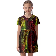 Green And Red Lights Wallpaper Fractal Digital Art Artwork Kids  Asymmetric Collar Dress