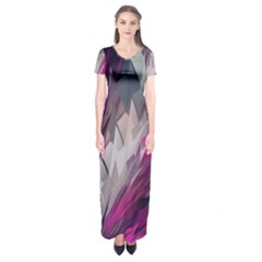 Colorful Artistic Pattern Design Short Sleeve Maxi Dress