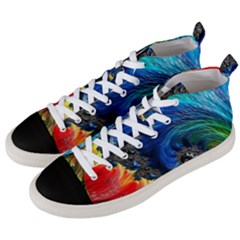Colorful Digital Art Fractal Design Men s Mid-top Canvas Sneakers by Semog4