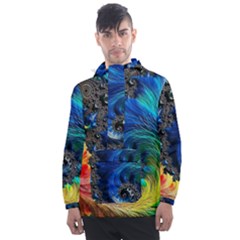 Colorful Digital Art Fractal Design Men s Front Pocket Pullover Windbreaker by Semog4