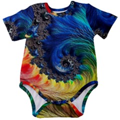 Colorful Digital Art Fractal Design Baby Short Sleeve Bodysuit by Semog4