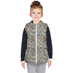 Brown Vintage Background Vintage Floral Pattern Brown Kids  Hooded Puffer Vest by Semog4