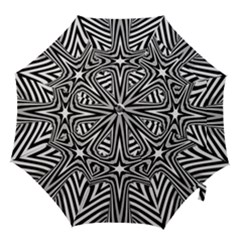 Fractal Star Mandala Black And White Hook Handle Umbrellas (small) by Semog4