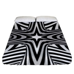 Fractal Star Mandala Black And White Fitted Sheet (king Size) by Semog4