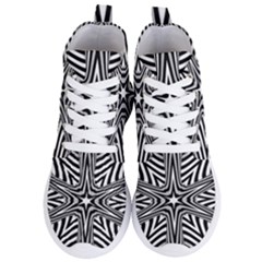 Fractal Star Mandala Black And White Women s Lightweight High Top Sneakers by Semog4