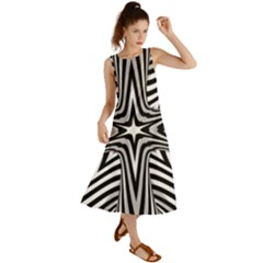 Fractal Star Mandala Black And White Summer Maxi Dress by Semog4