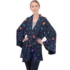 Abstract Minimalism Digital Art Abstract Long Sleeve Velvet Kimono  by Semog4