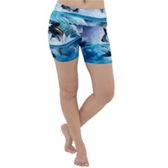 Orca Wave Water Underwater Sky Lightweight Velour Yoga Shorts by Semog4