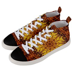 Abstract Gold Mandala Yellow Men s Mid-top Canvas Sneakers by Semog4