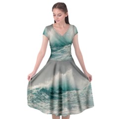 Big Storm Wave Cap Sleeve Wrap Front Dress by Semog4