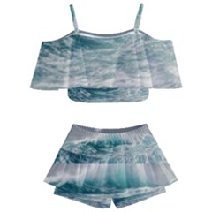 Big Storm Wave Kids  Off Shoulder Skirt Bikini by Semog4