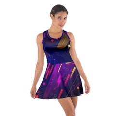 Colorful Abstract Background Creative Digital Art Colorful Geometric Artwork Cotton Racerback Dress