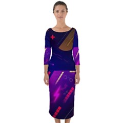 Colorful Abstract Background Creative Digital Art Colorful Geometric Artwork Quarter Sleeve Midi Bodycon Dress by Semog4