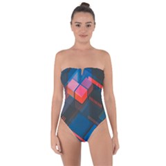 Minimalist Abstract Shaping Abstract Digital Art Minimalism Tie Back One Piece Swimsuit by Semog4