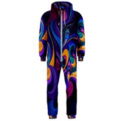 Colorful Waves Abstract Waves Curves Art Abstract Material Material Design Hooded Jumpsuit (men) by Semog4