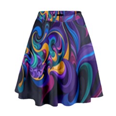 Colorful Waves Abstract Waves Curves Art Abstract Material Material Design High Waist Skirt by Semog4