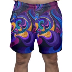 Colorful Waves Abstract Waves Curves Art Abstract Material Material Design Men s Shorts by Semog4