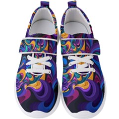 Colorful Waves Abstract Waves Curves Art Abstract Material Material Design Men s Velcro Strap Shoes