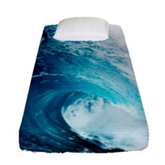 Tsunami Big Blue Wave Ocean Waves Water Fitted Sheet (single Size) by Semog4