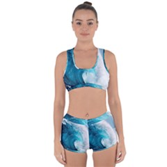 Tsunami Big Blue Wave Ocean Waves Water Racerback Boyleg Bikini Set by Semog4