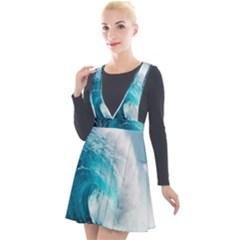 Tsunami Big Blue Wave Ocean Waves Water Plunge Pinafore Velour Dress by Semog4