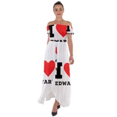 I Love Edward Off Shoulder Open Front Chiffon Dress by ilovewhateva