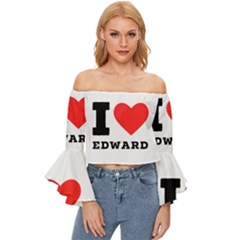 I Love Edward Off Shoulder Flutter Bell Sleeve Top by ilovewhateva