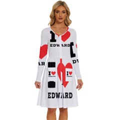I Love Edward Long Sleeve Dress With Pocket