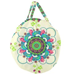 Mandala Flowers Abstract Butterflies Floral Pattern Summer Giant Round Zipper Tote by Semog4