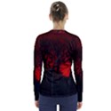 Dark Forest Jungle Plant Black Red Tree V-Neck Long Sleeve Top View2