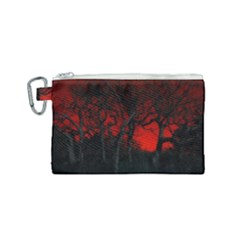 Dark Forest Jungle Plant Black Red Tree Canvas Cosmetic Bag (small) by Semog4