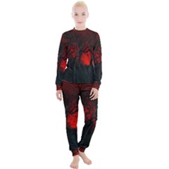 Dark Forest Jungle Plant Black Red Tree Women s Lounge Set by Semog4