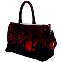 Dark Forest Jungle Plant Black Red Tree Duffel Travel Bag by Semog4