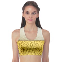 Texture Pattern Macro Glass Of Beer Foam White Yellow Art Sports Bra by Semog4