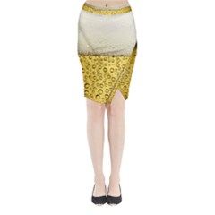 Texture Pattern Macro Glass Of Beer Foam White Yellow Art Midi Wrap Pencil Skirt by Semog4