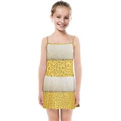 Texture Pattern Macro Glass Of Beer Foam White Yellow Art Kids  Summer Sun Dress by Semog4