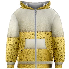 Texture Pattern Macro Glass Of Beer Foam White Yellow Art Kids  Zipper Hoodie Without Drawstring by Semog4