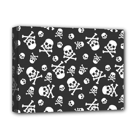 Skull-crossbones-seamless-pattern-holiday-halloween-wallpaper-wrapping-packing-backdrop Deluxe Canvas 16  x 12  (Stretched) 