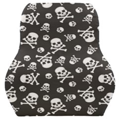 Skull-crossbones-seamless-pattern-holiday-halloween-wallpaper-wrapping-packing-backdrop Car Seat Back Cushion 