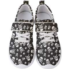 Skull-crossbones-seamless-pattern-holiday-halloween-wallpaper-wrapping-packing-backdrop Men s Velcro Strap Shoes