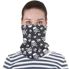 Skull-crossbones-seamless-pattern-holiday-halloween-wallpaper-wrapping-packing-backdrop Face Seamless Bandana (Adult)