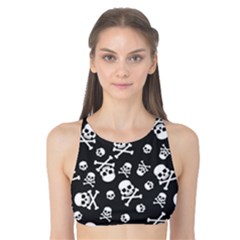 Skull-crossbones-seamless-pattern-holiday-halloween-wallpaper-wrapping-packing-backdrop Tank Bikini Top