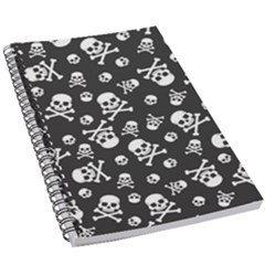 Skull-crossbones-seamless-pattern-holiday-halloween-wallpaper-wrapping-packing-backdrop 5 5  X 8 5  Notebook
