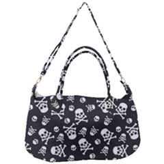 Skull-crossbones-seamless-pattern-holiday-halloween-wallpaper-wrapping-packing-backdrop Removable Strap Handbag