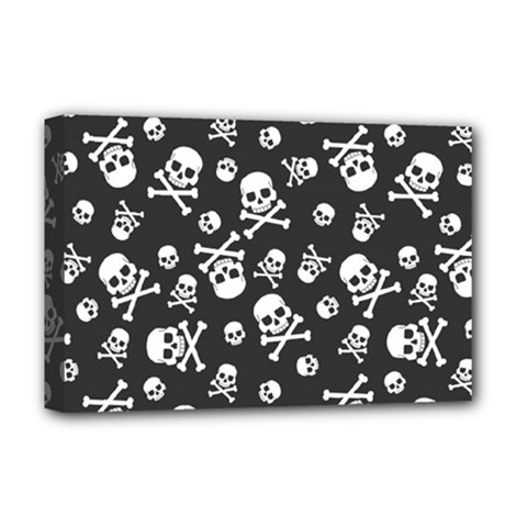 Skull Crossbones Seamless Pattern Holiday-halloween-wallpaper Wrapping Packing Backdrop Deluxe Canvas 18  x 12  (Stretched)