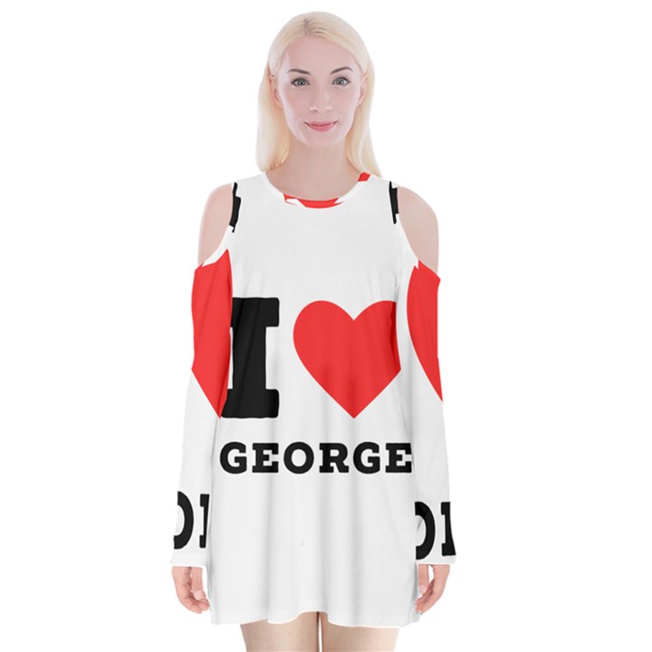 I love george Velvet Long Sleeve Shoulder Cutout Dress